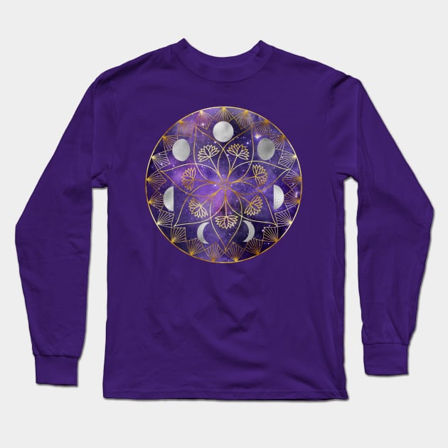 Violet Mandala Long Sleeve T-Shirt by Honu Art Studio